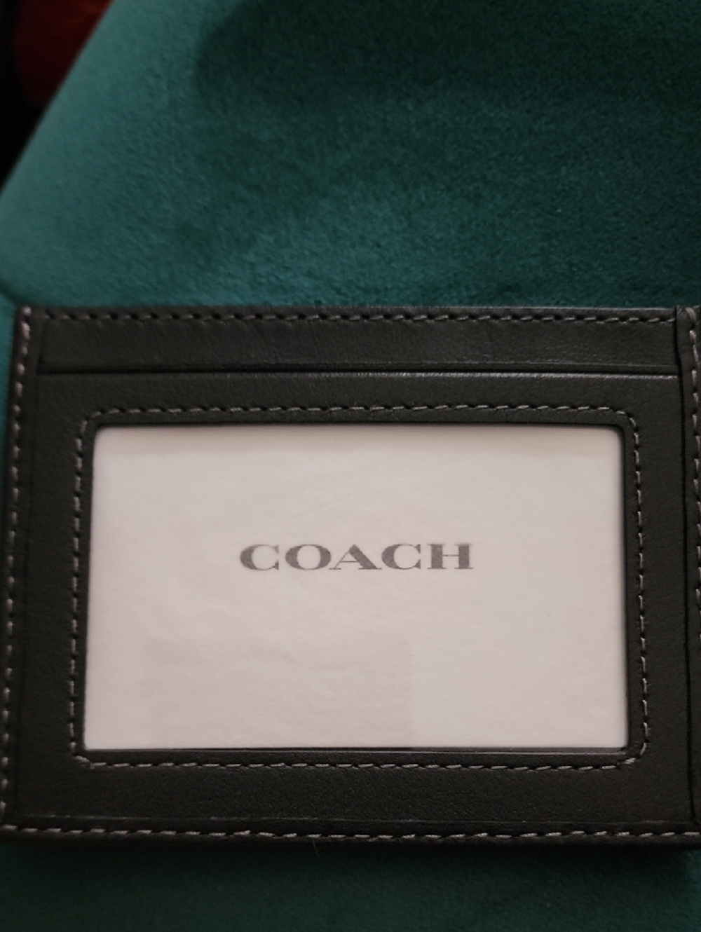 Coach Light Indigo Denim & Black Leather Slim Card Case - Picture 4 of 5